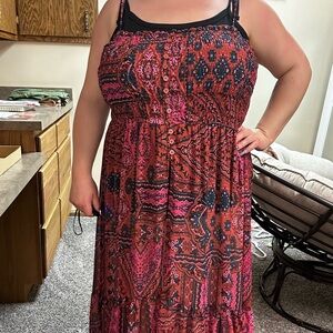 Bohemian Pink and Black Maxi Crop Shirt